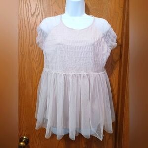 LAUREN CONRAD Gray Overlay Top